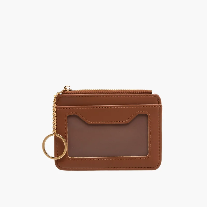 ساشا Brown Card Holder with Keyring for Women